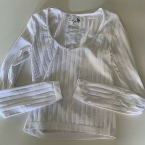 Free People White Long Sleeve Top
